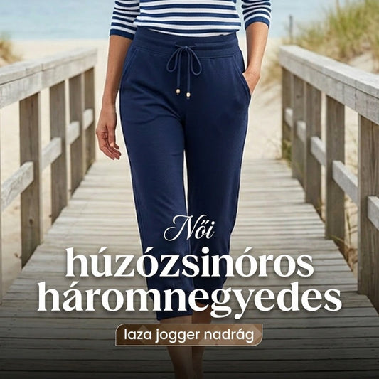 🥇👍Kiváló minőség, sok pozitív értékelés🩳Állítható húzózsinóros capri melegítőnadrág✨Mandzsettás háromnegyedes jogger nadrág – Puha poliészter anyag pihenéshez és edzéshez!