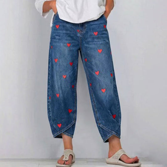 💖 Bájos szívnyomat + laza baggy szabás👖 Stílusos keskenyedő boka + átfedő mandzsetta🧘