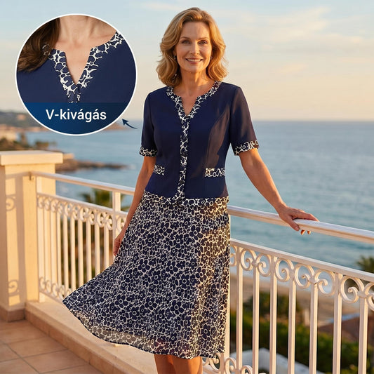 🎁Ingyenes ajándék -📿Gyönyörű nyaklánc🎉50% árcsökkentés🧥👗 Kétrészes hatású virágmintás ruha🌸✨ A-vonalú virágmintás ruha – a könnyed elegancia maga, minden testalkatra!