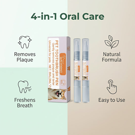 🔥2+2 INGYEN (4 db)🦷 Kényelmes fogtisztító toll kutyáknak és macskáknak – Növényi kivonatokkal és borsmentával, biztonságos és frissítő 🌿✨