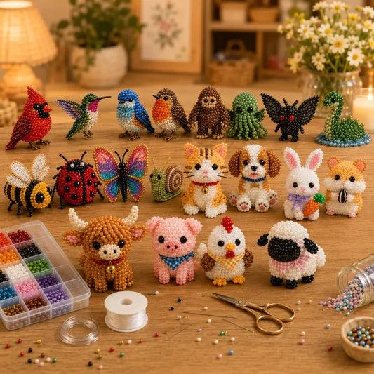 🏆Ideiglenes akció 🧵✨Bébi állatok kézműves készlet 3D gyöngyökkel!