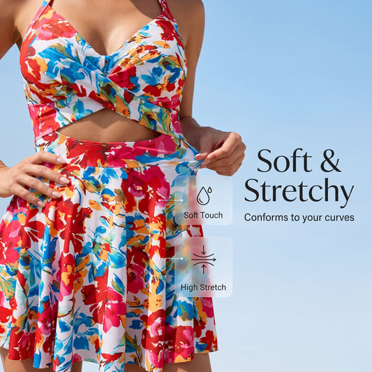 👙✨ Plus size szoknyás fürdőruha – Magas derék, hasformáló, push-up betéttel – Valódi idomokhoz tervezve! 🌊💃