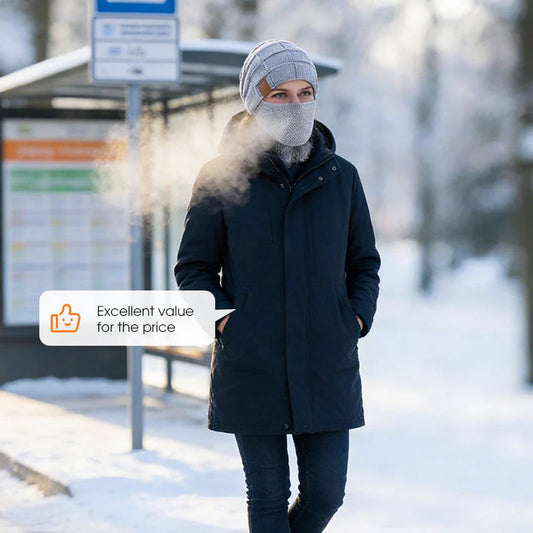 🤩kedvezményes értékesítés🧣2w1 Sapka + Arcvédő – -20°C-ig Meleg! Poliészter + Plüss Bélés!