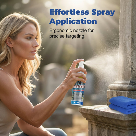 🔥1+1 ingyenes⚰️Kőfelület helyreállító permet🪨Sírkő tisztító és helyreállító spray – Moha, alga és makacs foltok eltávolítása kíméletesen!