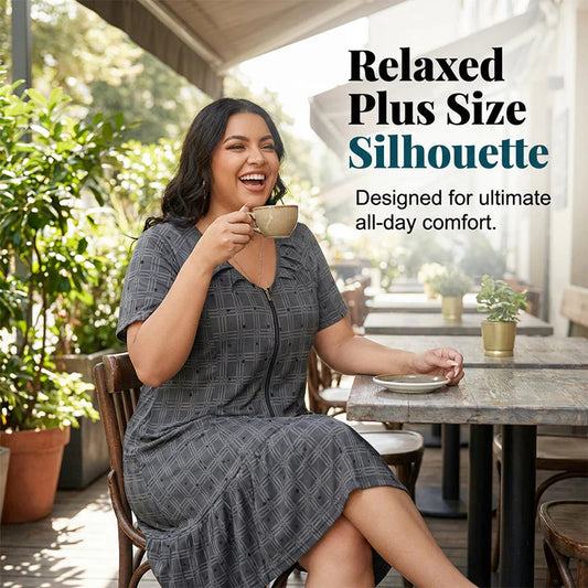 😍2026 tavaszi újdonságok💥50% árcsökkentés 👗 Plus Size lélegző ruha✨ Állítható V-kivágásos ruha – Plisszírozott ruflesz alj, nőies és sokoldalú!