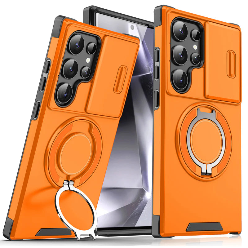 📱🔒Samsung 3 az 1-ben mágneses védőtok – kiemelt kamerafedél + állvány + teljes körű védelem.
