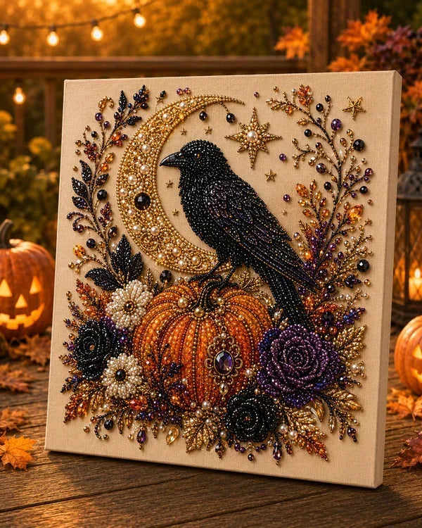 🎃✨ Halloween-i 3D gyöngyös mozaik készlet – Aranyos szellemek, tökök és félhold – Kezdőknek is! 👻🖼️
