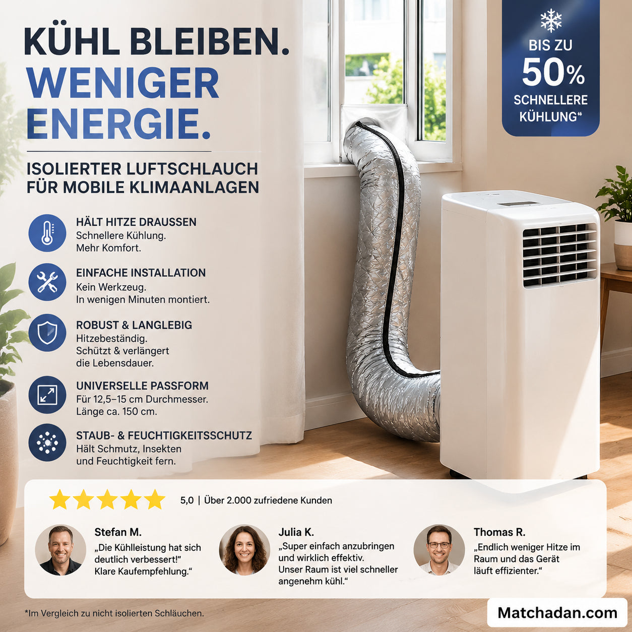 ❄️ Hőszigetelő csőburkolat mobil klímákhoz🛡️ 3 rétegű hőszigetelés🌡️ Kevesebb hő, gyorsabb hűtés💰Alacsonyabb villanyszámla!