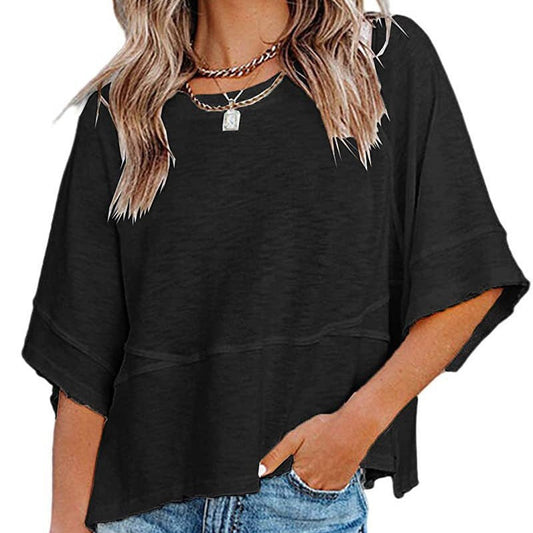 💥🎁Ingyenes ajándék👚 Harangujjú női póló✨ Puha lélegző póló– Laza szabás, mindennapi tökéletes stílus!