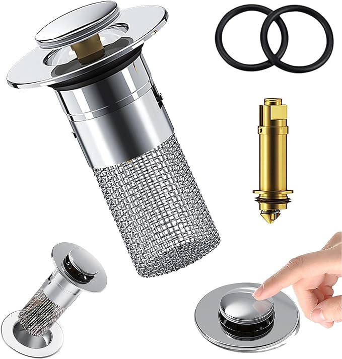 🔥2+2 INGYEN🚰 Beépített kosaras szűrővel – Összegyűjti a hajat, megakadályozza a dugulást🔘 Pop-up szűrős lefolyódugó!