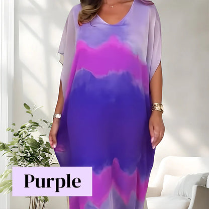 🎁Ingyenes ajándék😜40% árcsökkentés 🌸Álomszerű batikolt sifonruha💃 V-nyakú, laza szabású kaftán: előnyös, lélegző és tökéletes minden alkalomra!