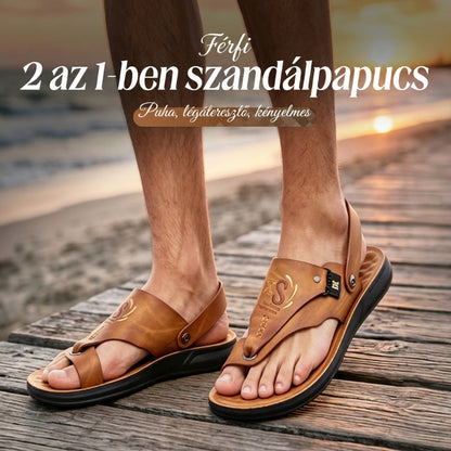 🔄2 az 1-ben férfi szandálpapucs👣 Légáteresztő nyitott orrú kialakítás🦶Puha EVA, csúszásmentes, tartós!