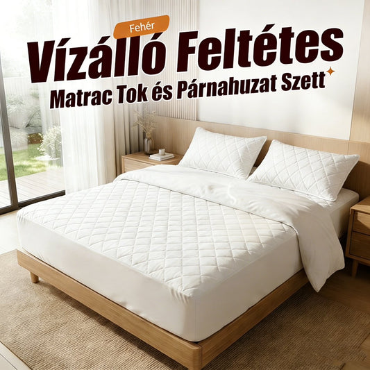 🛏️ Teljesen vízzáró matracvédő😴 Puha, párnázott felület + mély sarkok – Nem csúszik, nem mocorog!