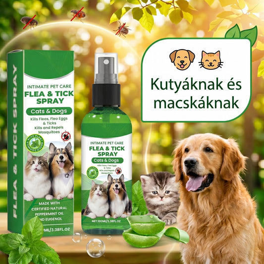 📣🔥1+1 ingyenes🐕🌿 100%-ban természetes bolha- és kullancsirtó spray – Biztonságos kutyáknak és macskáknak! 🐱✨