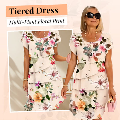 📿Ingyenes rózsa nyaklánc👗🌸 Réteges, magas derekú rövid ujjú ruha – Prémium kevert anyag, lélegző, gyűrődésálló, S–5XL-ig! ✨💃