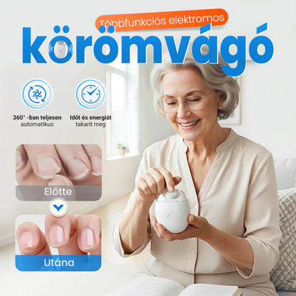 🔥🎁2+2 ingyenes😜50% árcsökkentés💅 Automatikus körömreszelő LED fénnyel🔋 Újratölthető elektromos körömápoló – Csendes, 360° sima reszelés gyerekeknek is!