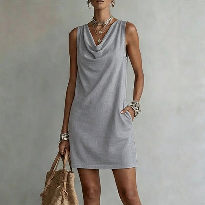 👗✨ Cowl-nyakú karcsú ruha – Elegáns, puha triacetát anyag, rejtett zsebekkel, 11 színben! 🌸💫