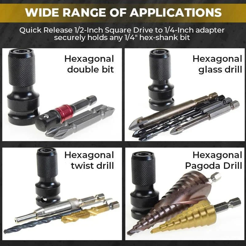 🎁1+1 INGYEN (2 db)🧰⚙️ Gyorskioldós befogóadapter🔧 1/2→1/4 hüvelykes szerszámátalakító adapter！