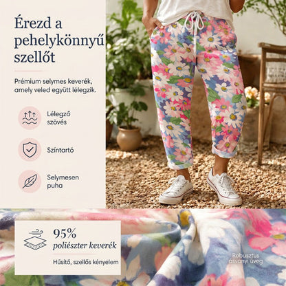 🎉2026-os nyári újdonságok🌸 Virágmintás háromnegyedes nadrág molett nőknek🌿 Laza szabás, lágy esés, bokáig érő hossz!