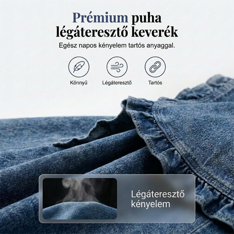 🎉45% árcsökkentés😍2026 tavaszi újdonságok👖 Női fodros szegélyű farmerdzseki – klasszikus és nőies!