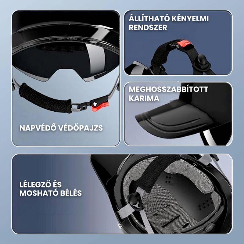 ⛑️ Unisex baseball sapka stílusú motoros sisak – Többréteges védelem (ABS+EPS) + beépített napvédő szemellenző🏍️🧢