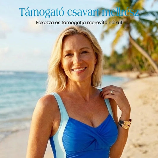🎁Ingyenes ajándék -📿Gyönyörű nyaklánc🩱 Előnyös sziluettű egyrészes fürdőruha – Magabiztos és nőies a strandon!
