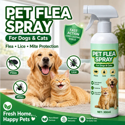 🐕🌿 3 az 1-ben bolha- és atkairtó spray – Növényi összetétel, hosszú távú védelem, 300 ml! 🐱✨