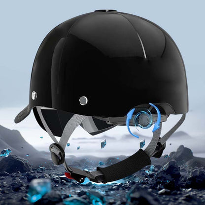 ⛑️ Unisex baseball sapka stílusú motoros sisak – Többréteges védelem (ABS+EPS) + beépített napvédő szemellenző🏍️🧢