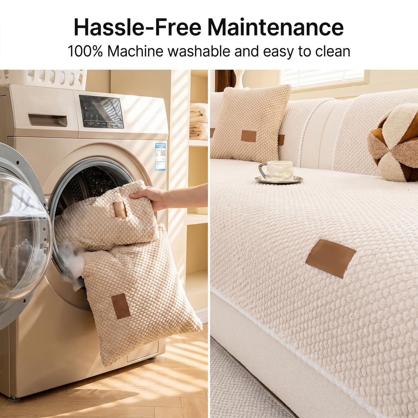 🛋️ Rendkívül puha és vastag kanapéhuzat – Csúszásgátló hátoldallal🐶 Strapabíró védelem a mindennapokra – Háziállatbarát, karcolásálló！