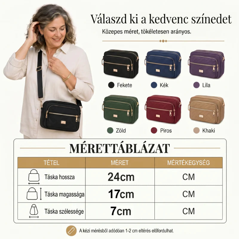 👜 2026-os új, több rekeszes válltáska🌸💫 Steppelt hímzésű válltáska – Tartós Oxford szövet, biztonságos cipzárak, mindennapi elegancia! 🛍️🌟