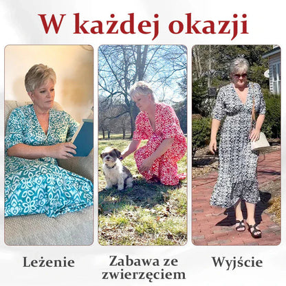💥50% árcsökkentés📿Ingyenes gyönyörű nyaklánc☀️💃V nyak virágos nyaralás tengerparti ruha laza sokoldalú hosszú szoknya！