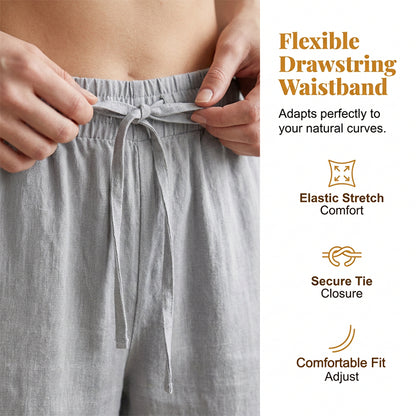 👖 Lélegző női nadrág húzózsinóros derékkal🌿 Stílusos oldalsó gombok + laza szabás!