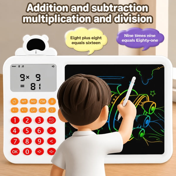 📚✨ MATHDOODLE interaktív matematika tablet – 2000+ kérdés, LCD rajztábla, szorzásgyakorlat, 5 éves kortól! 🖍️💡