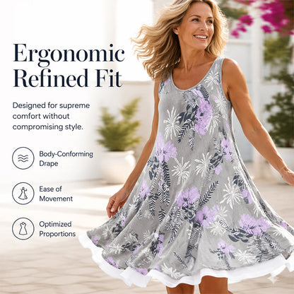 👗🌸 Trópusi virágmintás A-vonalú ruha – Karcsúsító szabás, élethű digitális nyomtatás, S–3XL-ig! ✨💃