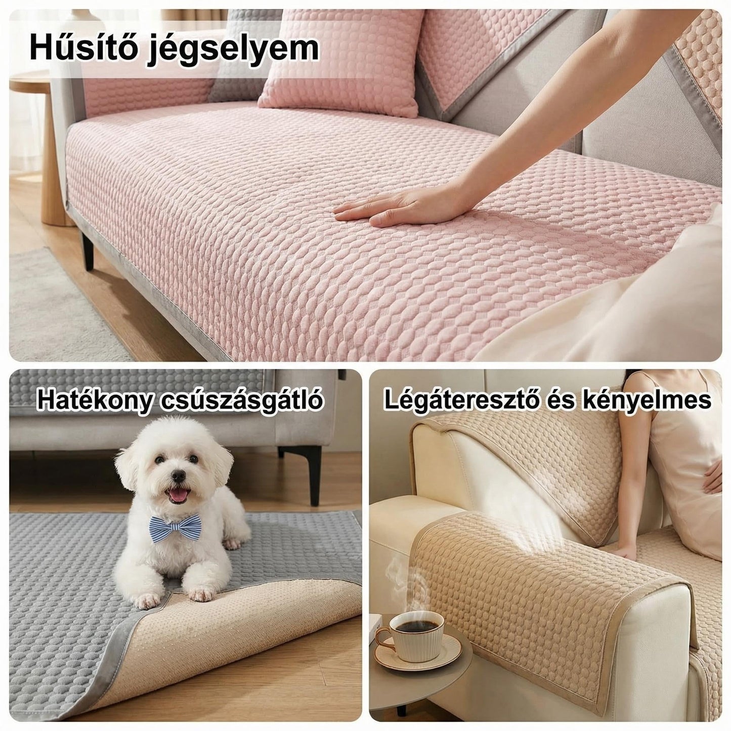 🔥🔝 Legnépszerűbb termékek❄️✨ Nyári hűsítő kanapéhüzet🧊🛋️ Jégselyem kanapévédő – egész család számára, egész napos hűvös érzés!