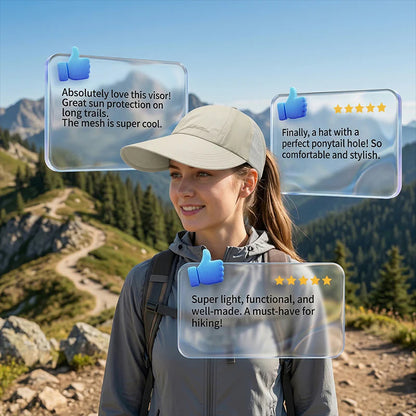 🔥1+1 ingyenes🌬️ Légáteresztő gyorsan száradó napellenző👒 Széles karimás női napvédő sapka – Erős UV védelem, arc és nyak árnyékolása!