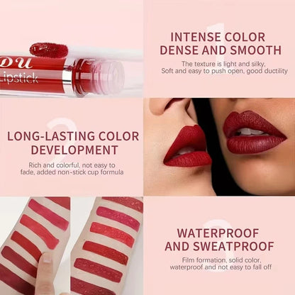 💄✨ 10 részes matt folyékony rúzs szett – Vízálló, egész nap tartó, hidratáló, E-vitaminnal és természetes olajokkal! 🌸💋