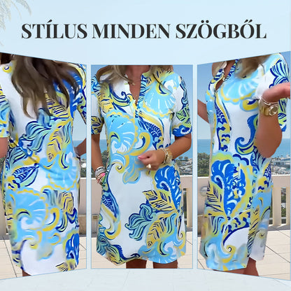 📿Ingyenes ajándék🎁 Új termékek 50% kedvezménnyel🌸 Élénk mintás nyári ruha👗 V-nyakú, laza szabású ruha - kényelem és stílus minden nap!