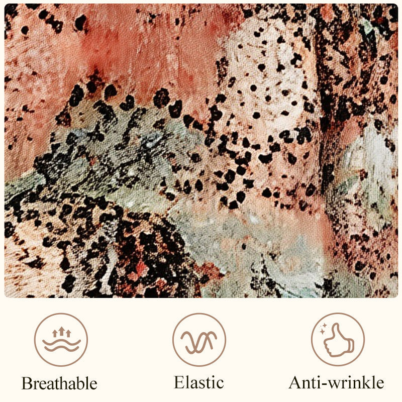 👗🌸 V-nyakú lenvászon+pamut ruha – Élénk nyomtatás, kényelmes szabás, S–3XL-ig! ✨💫