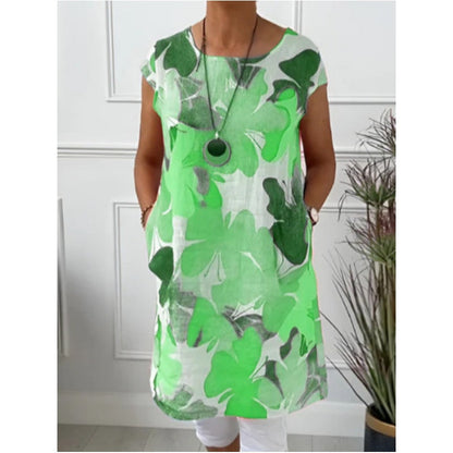📿Ingyenes rózsa nyaklánc👗🦋 Pillangó nyomtatású laza térdig érő ruha – Élethű digitális nyomtatás, körös nyak, S–3XL-ig! ✨💃
