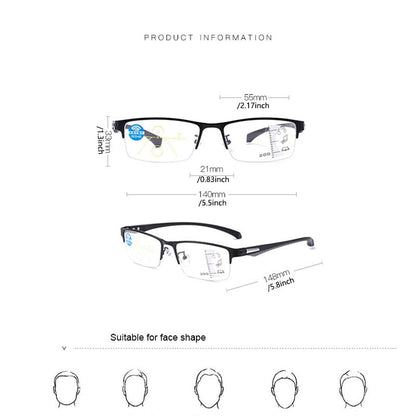 🥇👍Kiváló minőség, sok pozitív értékelés✨HD kékfény-védett multifokális szemüveg👓Titán keretes progresszív olvasószemüveg – Könnyű 17,05g, táv- és közeli látáshoz egyaránt!