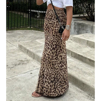 🎉50% árcsökkentés🔝 Legnépszerűbb termékek🌿 Könnyű poliészter hosszú szoknya🐆 Leopárd mintás magas derékú maxi szoknya – Vadász elegancia, karcsúsító sziluett!