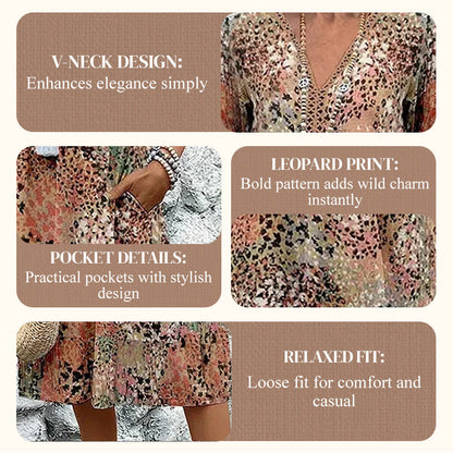 👗🌸 V-nyakú lenvászon+pamut ruha – Élénk nyomtatás, kényelmes szabás, S–3XL-ig! ✨💫