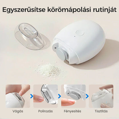 🔥🎁2+2 ingyenes😜50% árcsökkentés💅 Automatikus körömreszelő LED fénnyel🔋 Újratölthető elektromos körömápoló – Csendes, 360° sima reszelés gyerekeknek is!