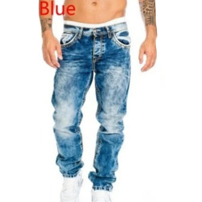 🎁Ingyenes ajándék👖 Tartós vintage farmernadrág✨ Laza denimből készült nadrág – Egyedi mosott hatás és kontrasztos díszvarrás！