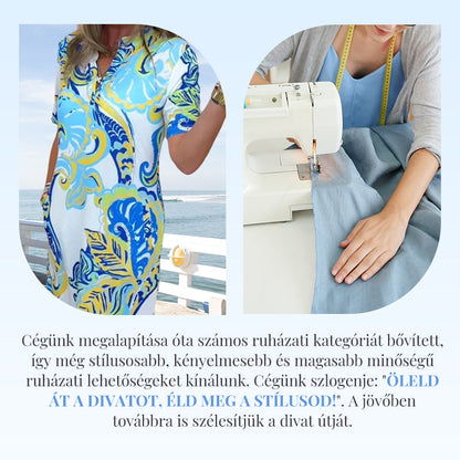 📿Ingyenes ajándék🎁 Új termékek 50% kedvezménnyel🌸 Élénk mintás nyári ruha👗 V-nyakú, laza szabású ruha - kényelem és stílus minden nap!