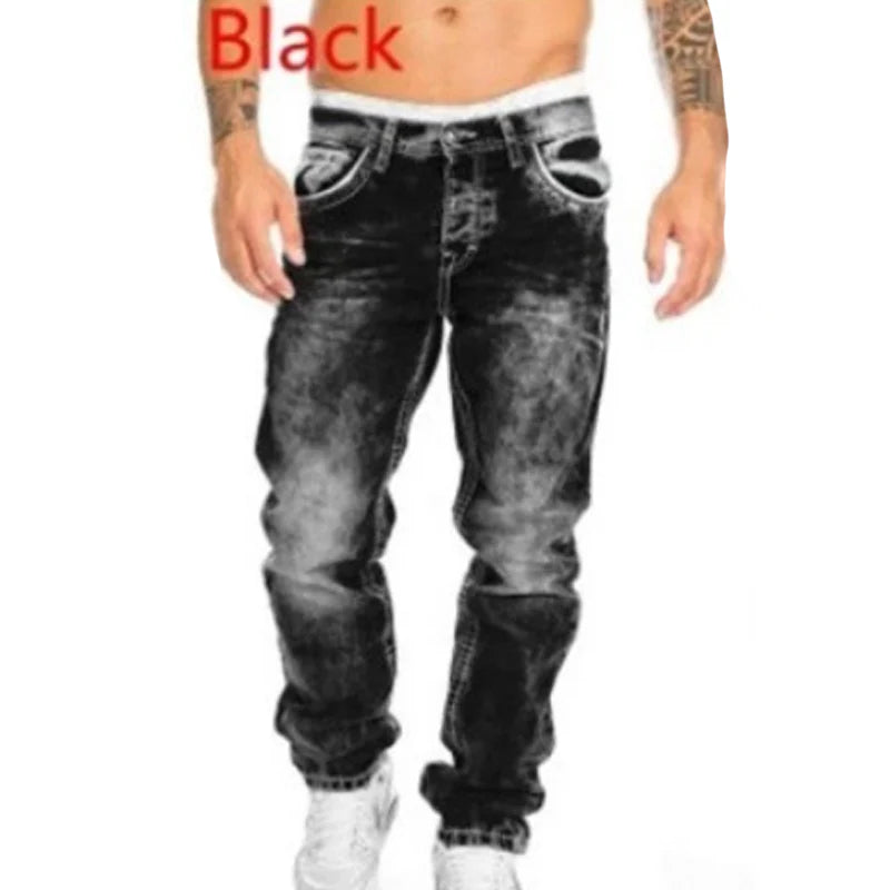 🎁Ingyenes ajándék👖 Tartós vintage farmernadrág✨ Laza denimből készült nadrág – Egyedi mosott hatás és kontrasztos díszvarrás！