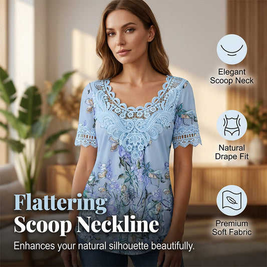 👚🌸 Elegáns csipkevirágos blúz – Kivágott nyakkivágással, könnyű és légáteresztő, 13 színben! ✨💫
