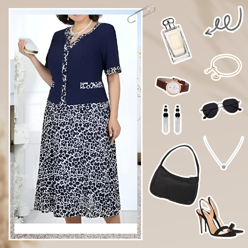💥50% árcsökkentés📿Ingyenes gyönyörű nyaklánc🧥💼 Divatos, két részesnek tűnő egyberuha🌸✨ A-vonalú virágmintás ruha – a könnyed elegancia maga, minden testalkatra!