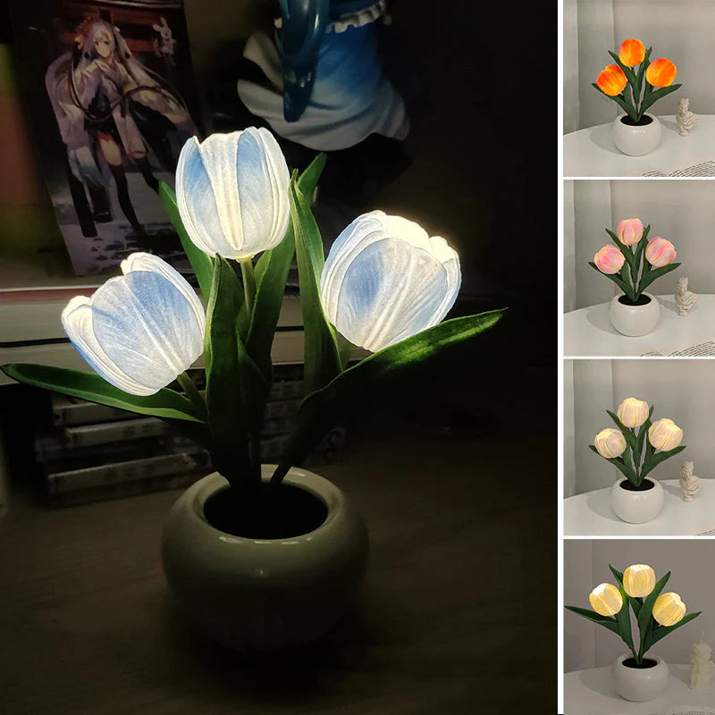 🎁Elemek mellékelve💡 Tulipán éjjeli lámpa – Romantikus világítás és otthoni dekoráció egyben!